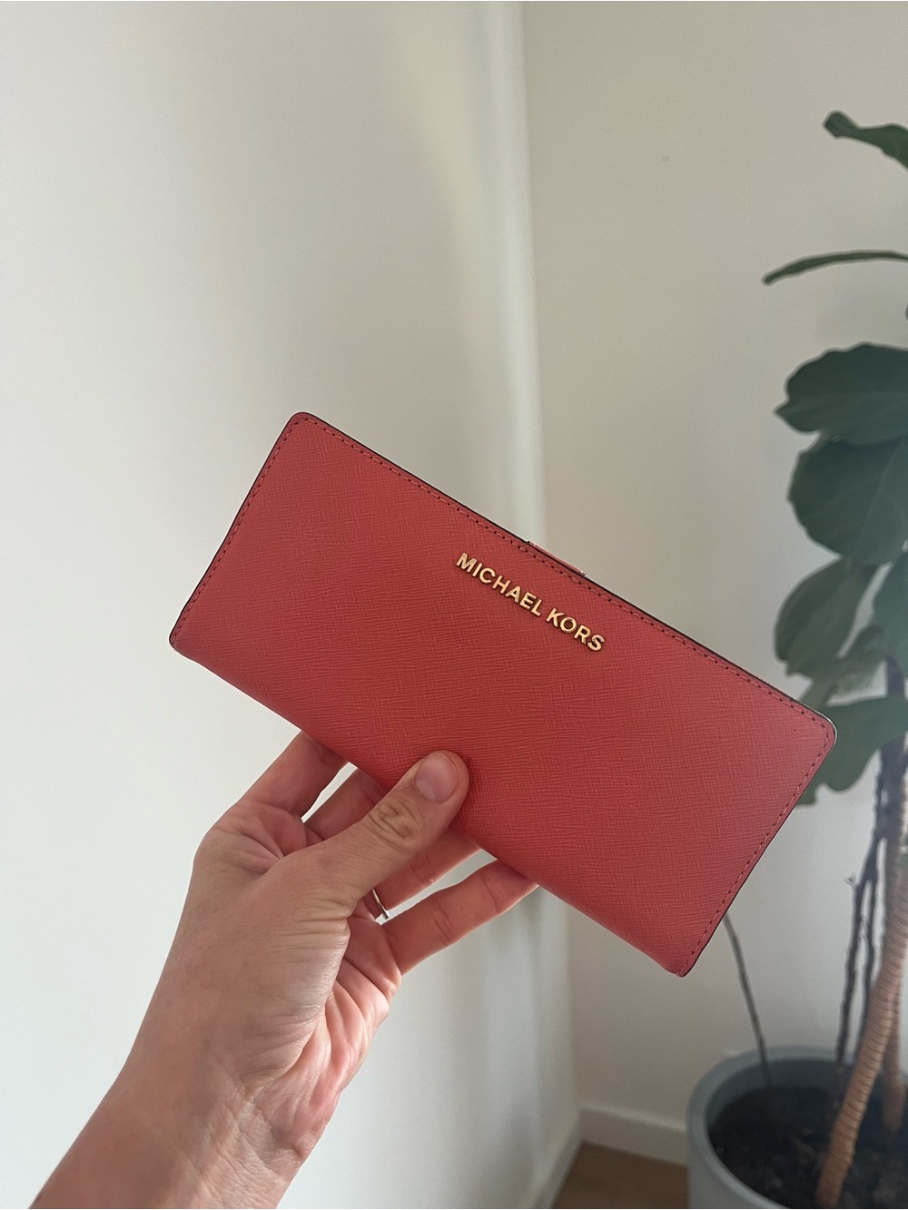 Michael Kors coral pink wallet